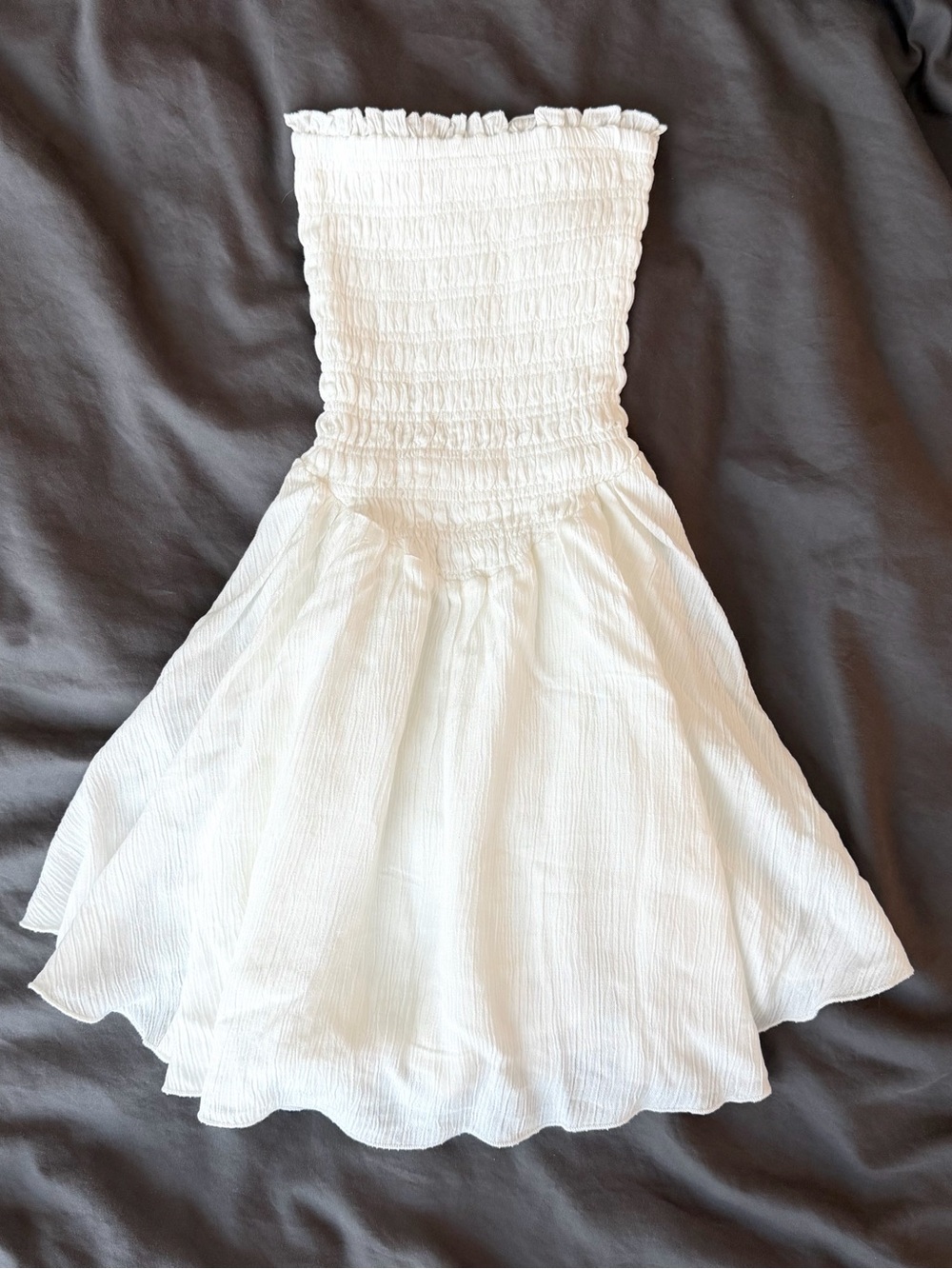 Garage White Smocked Strapless Sundress